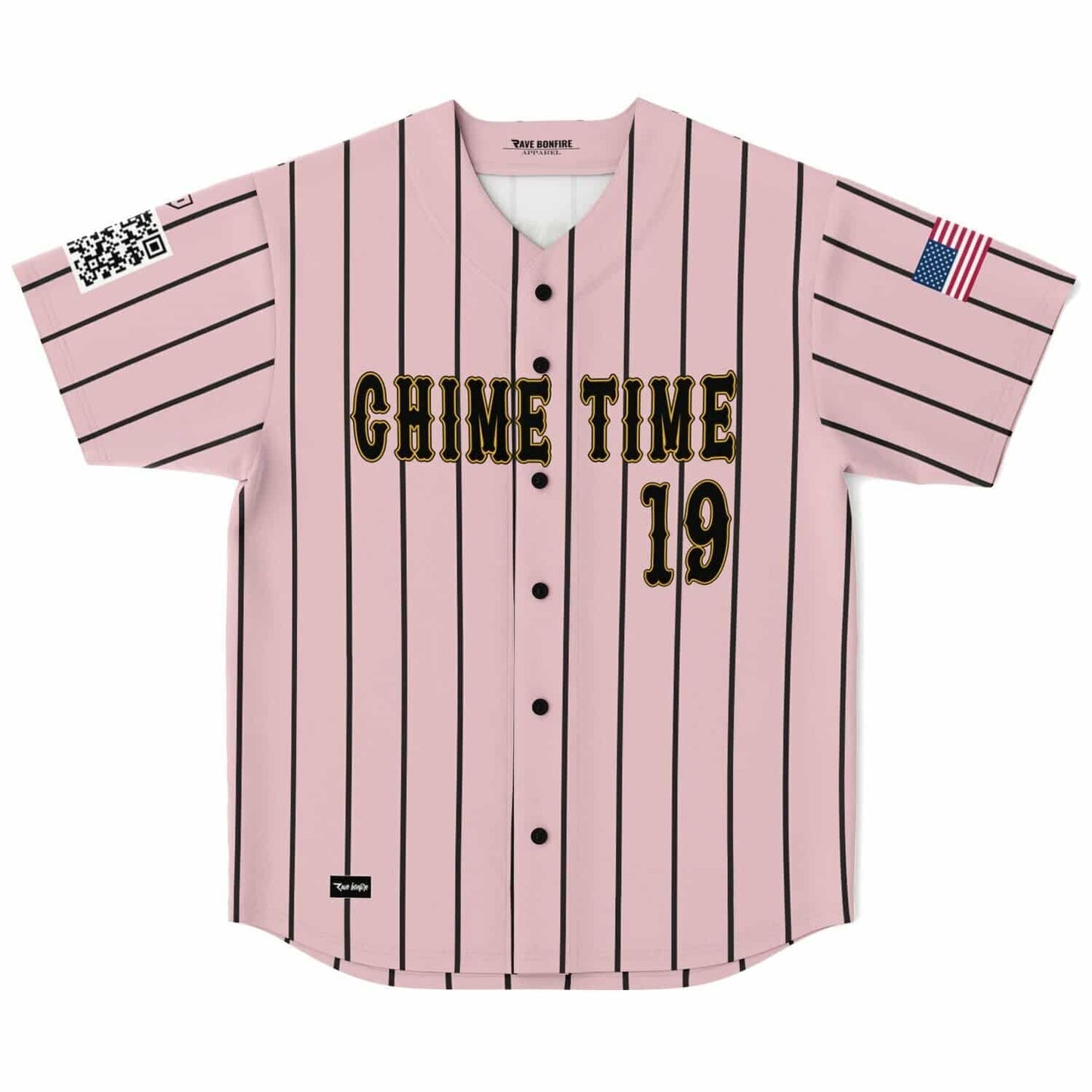 Chime Light Pink Pinstripe Baseball Rave Baseball Jersey