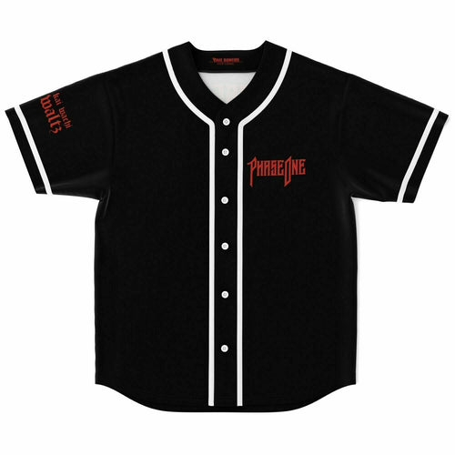 Phase One Black Chest Wordmark Rave Baseball Jersey