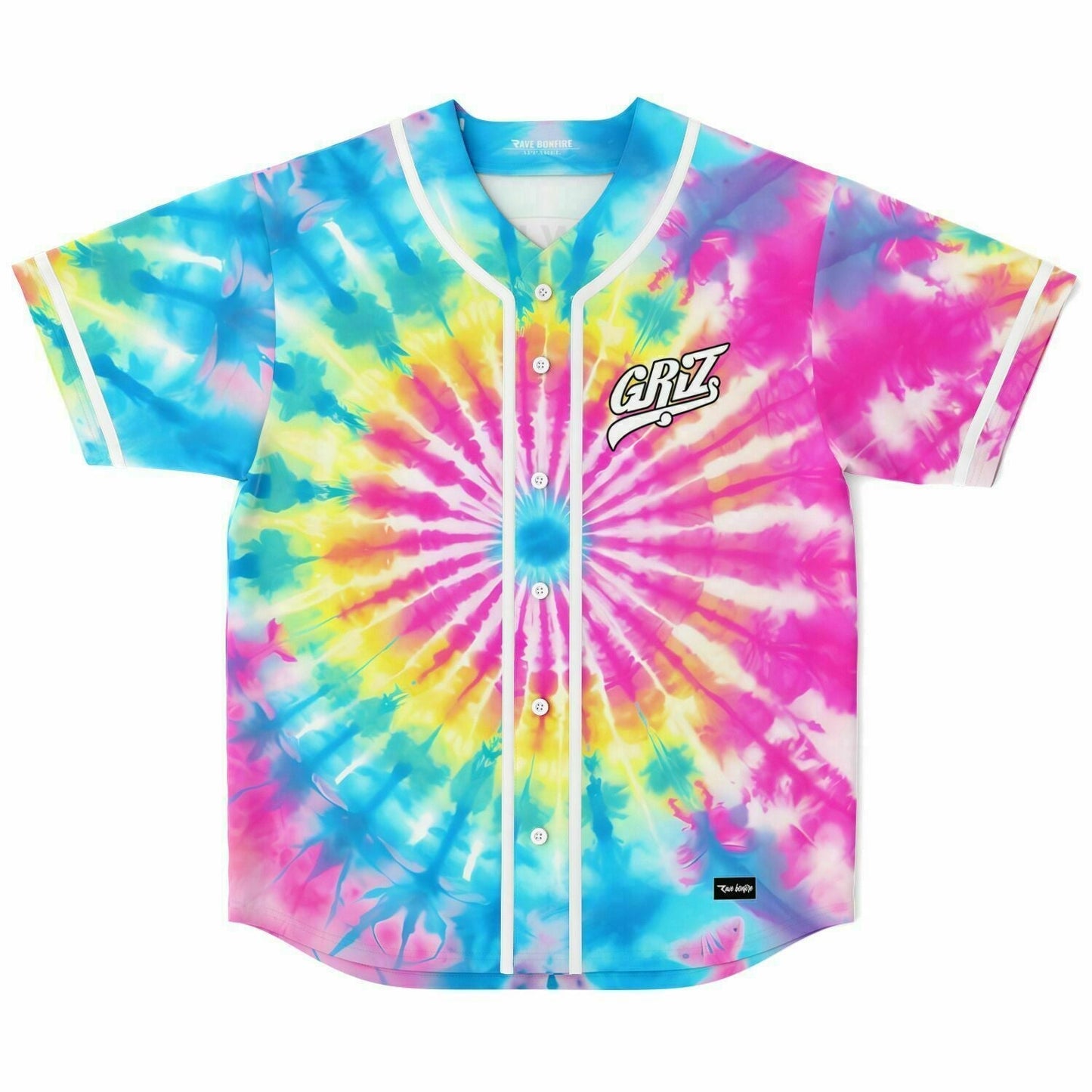 GRiZ Rainbow Tie Spiral Sunburst Rave Baseball Jersey