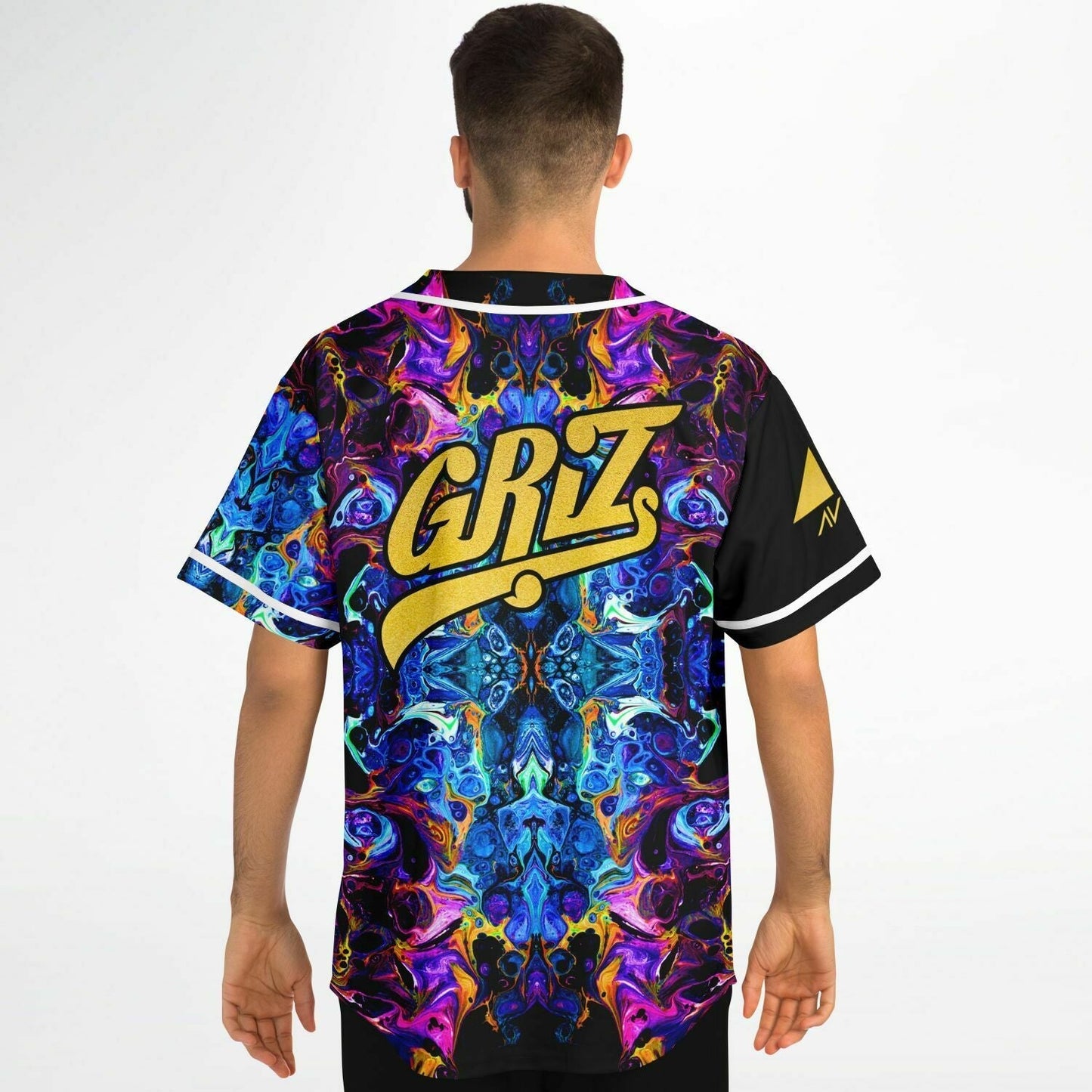 GRiZ Vivid Psychedelic Kaleidoscopic Mirrored Rave Baseball Jersey