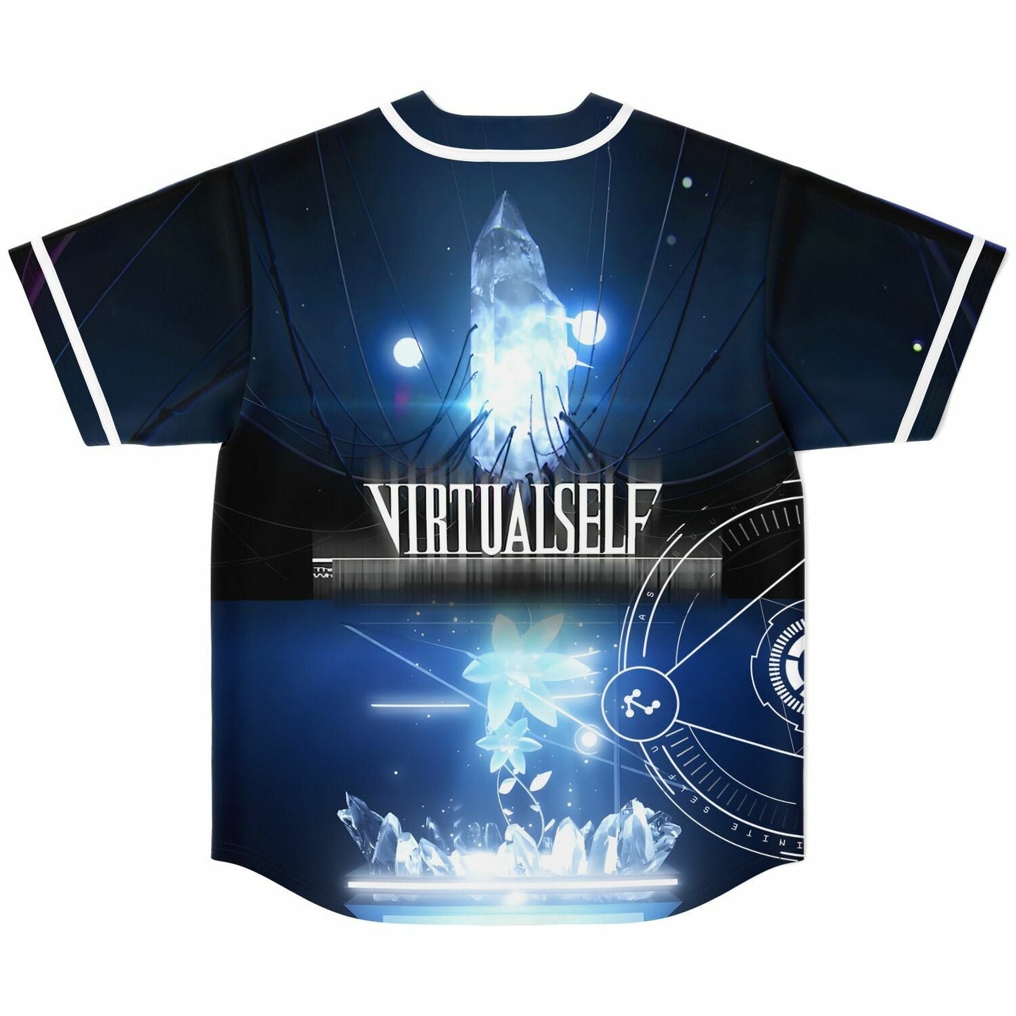 Virtual Self Deep Blue Sci Fi Rave Baseball Jersey
