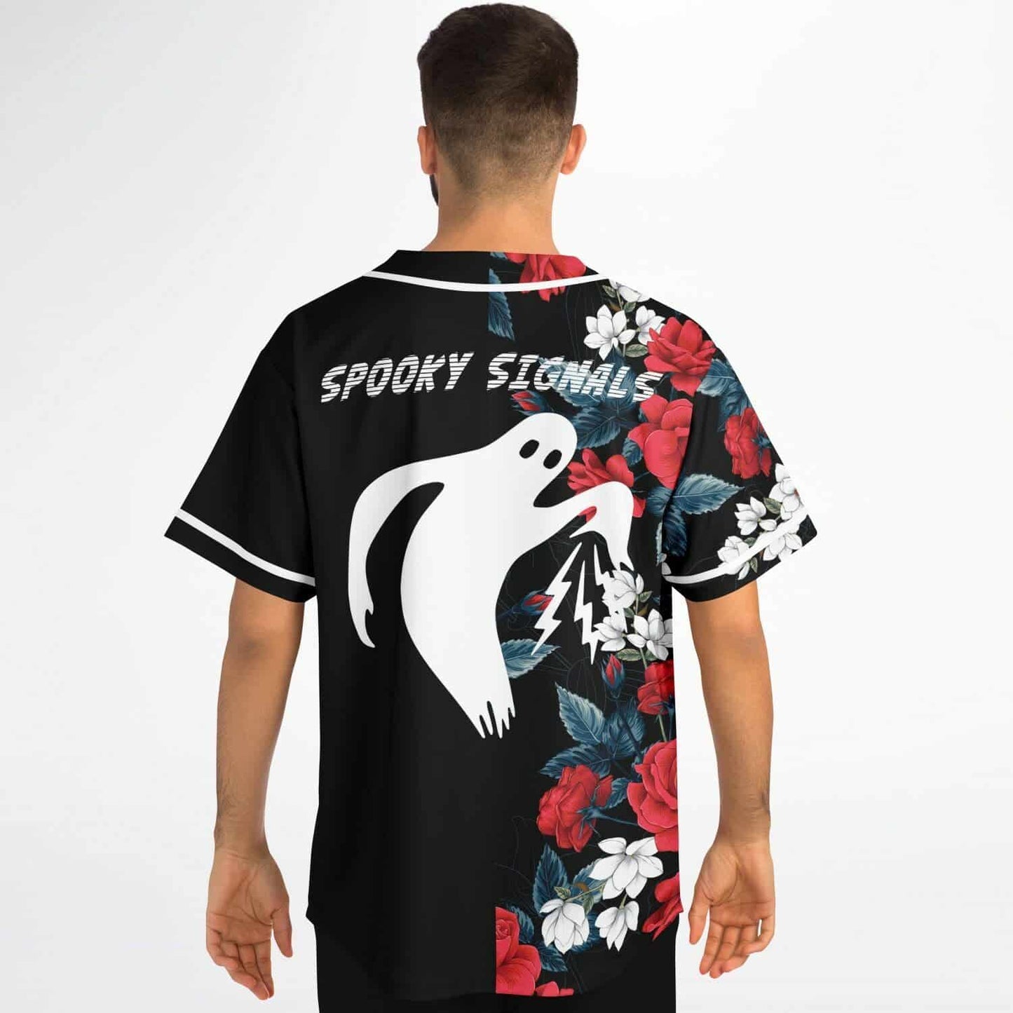 Spooky Signals Black Split Rave Baseball Jersey