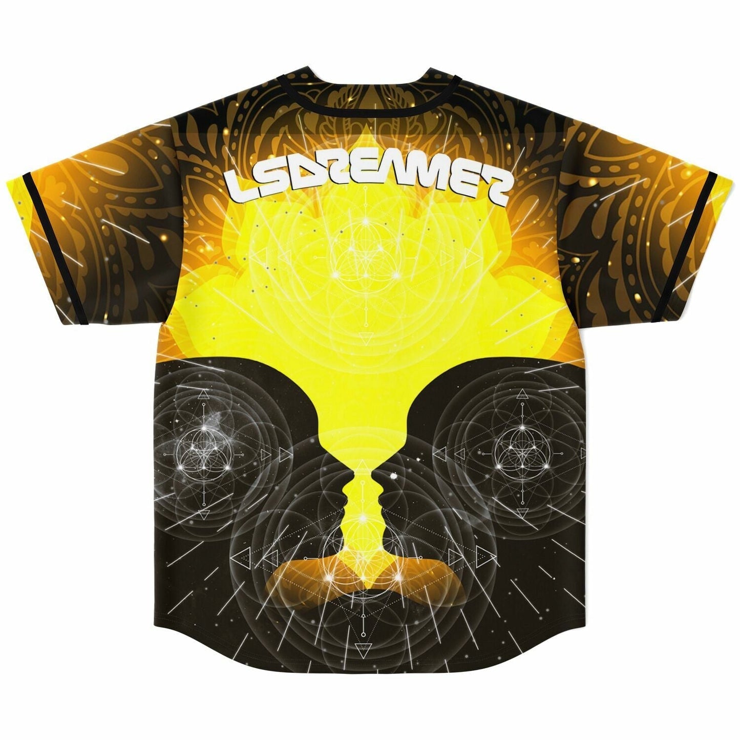 LSDREAM Yellow Black Glowing Lotus Rave Baseball Jersey