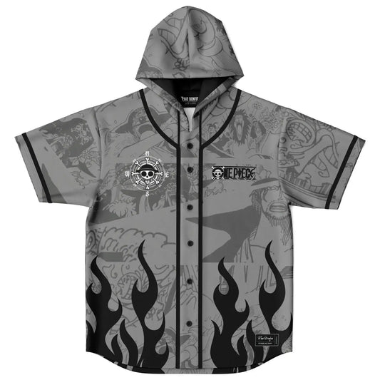 Grayscale One Piece Rave Hooded Baseball Jersey