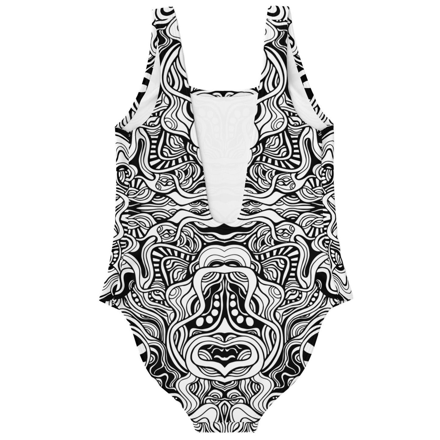 Black White Mirrored Intricate Rave Swimsuit