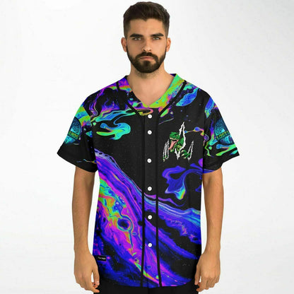 Black Psychedelic Liquid Rave Baseball Jersey