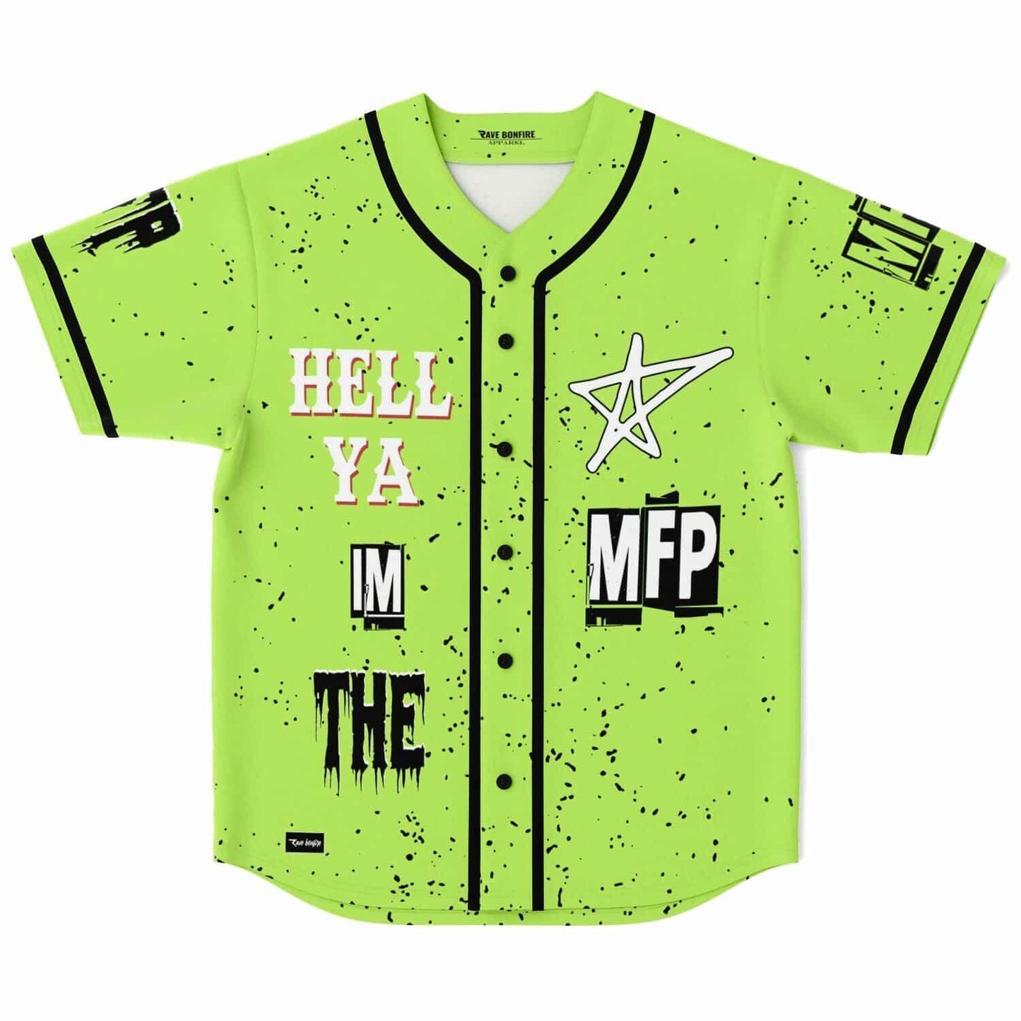 Neon Lime Grunge Paint Rave Baseball Jersey