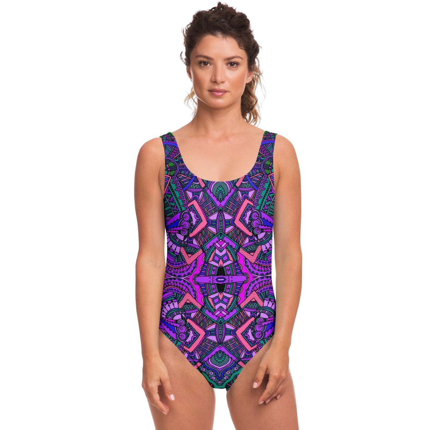 Purple Mirrored Tribal Rave Swimsuit