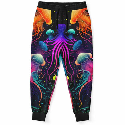 Black Glowing Bioluminescent Rave Joggers