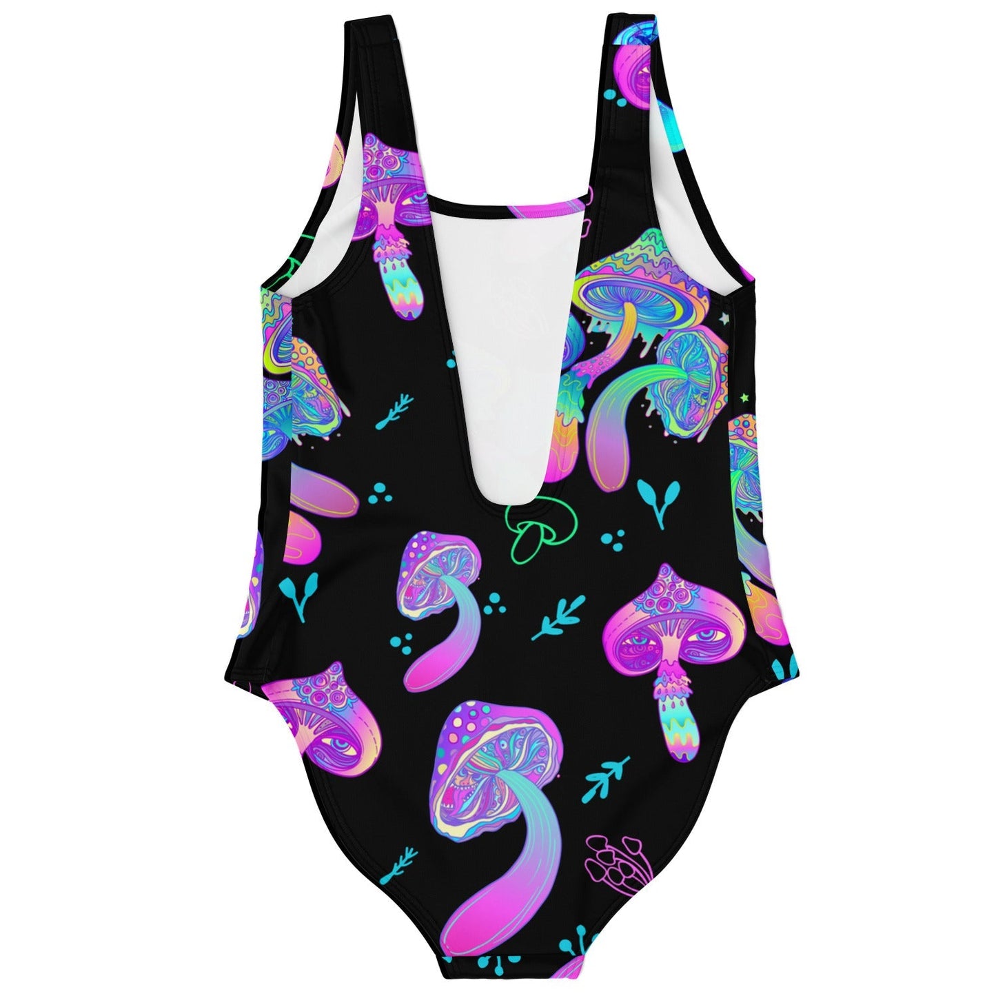 Black Psychedelic Mushrooms Rave Swimsuit