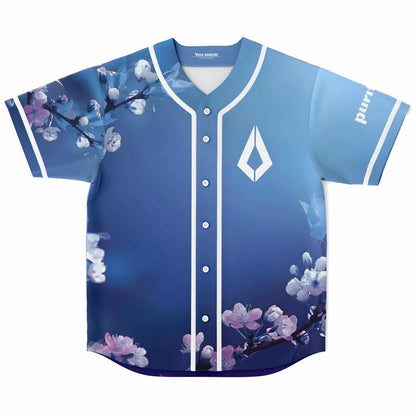 Nora En Pure Blue Gradient Cherry Blossom Rave Baseball Jersey