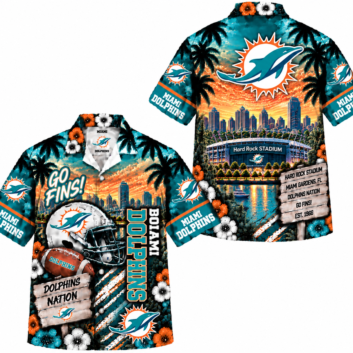 Miami Dolphins Go Fins Hawaiian Shirt