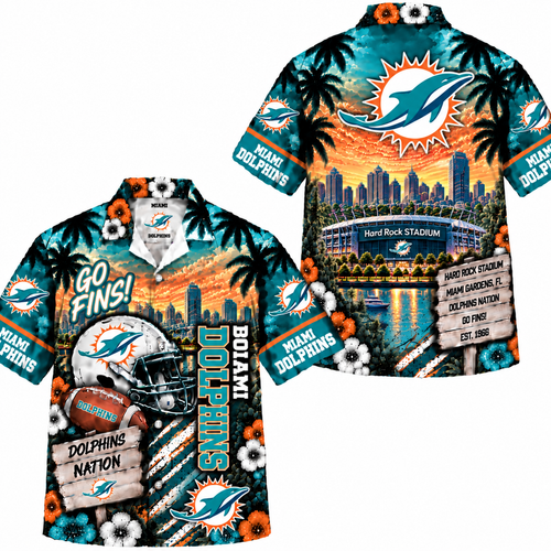Miami Dolphins Go Fins Hawaiian Shirt