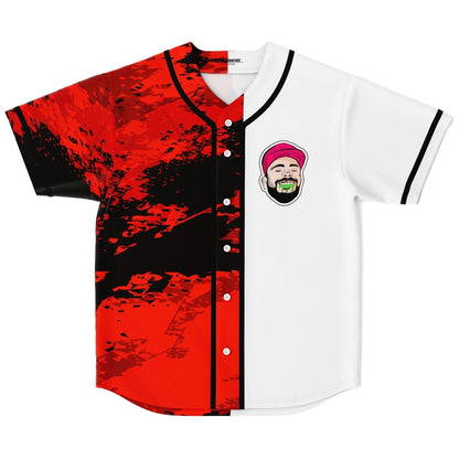 Split Red Left Half Rave Baseball Jersey