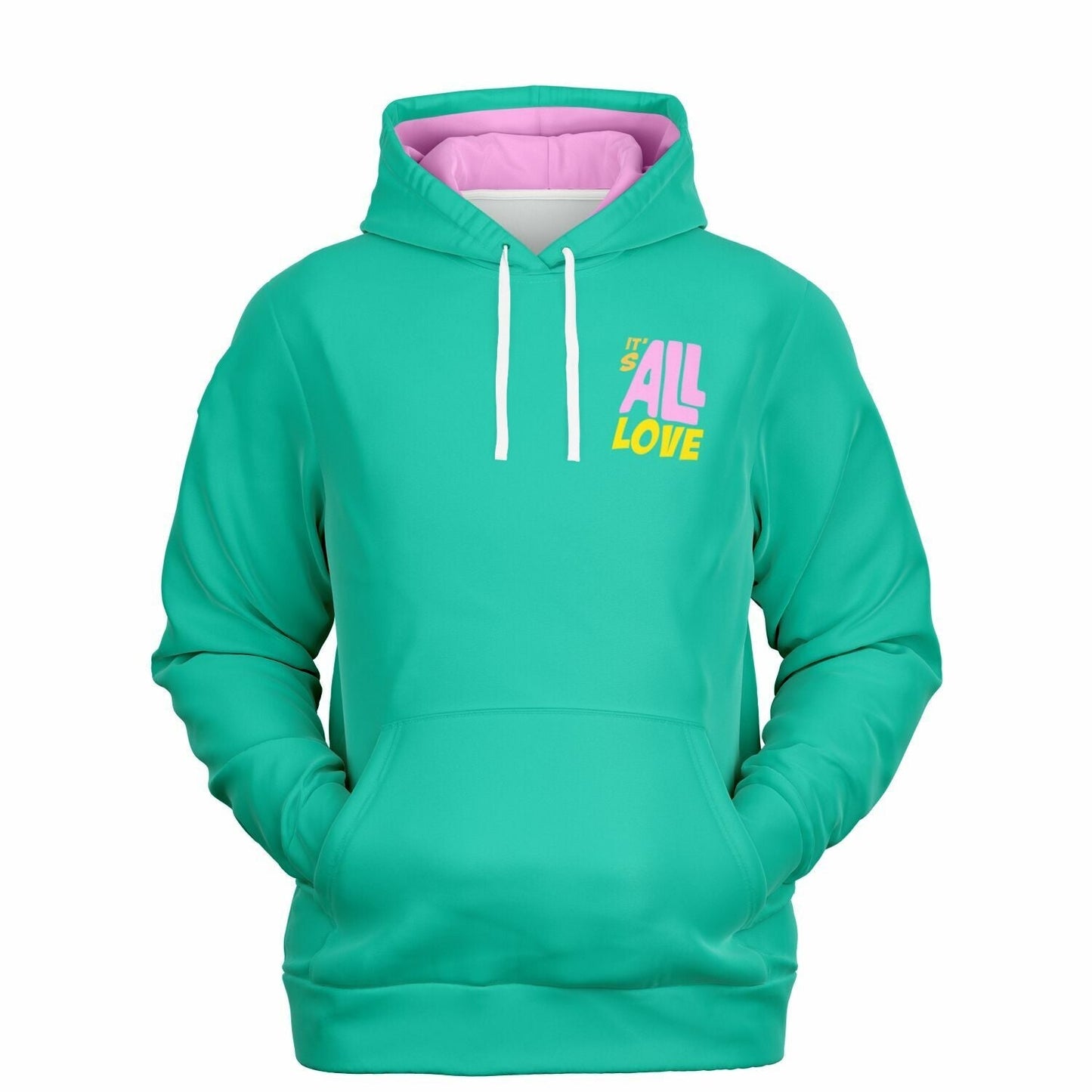 It’s All Love Teal Bubble Letter Rave Hoodie