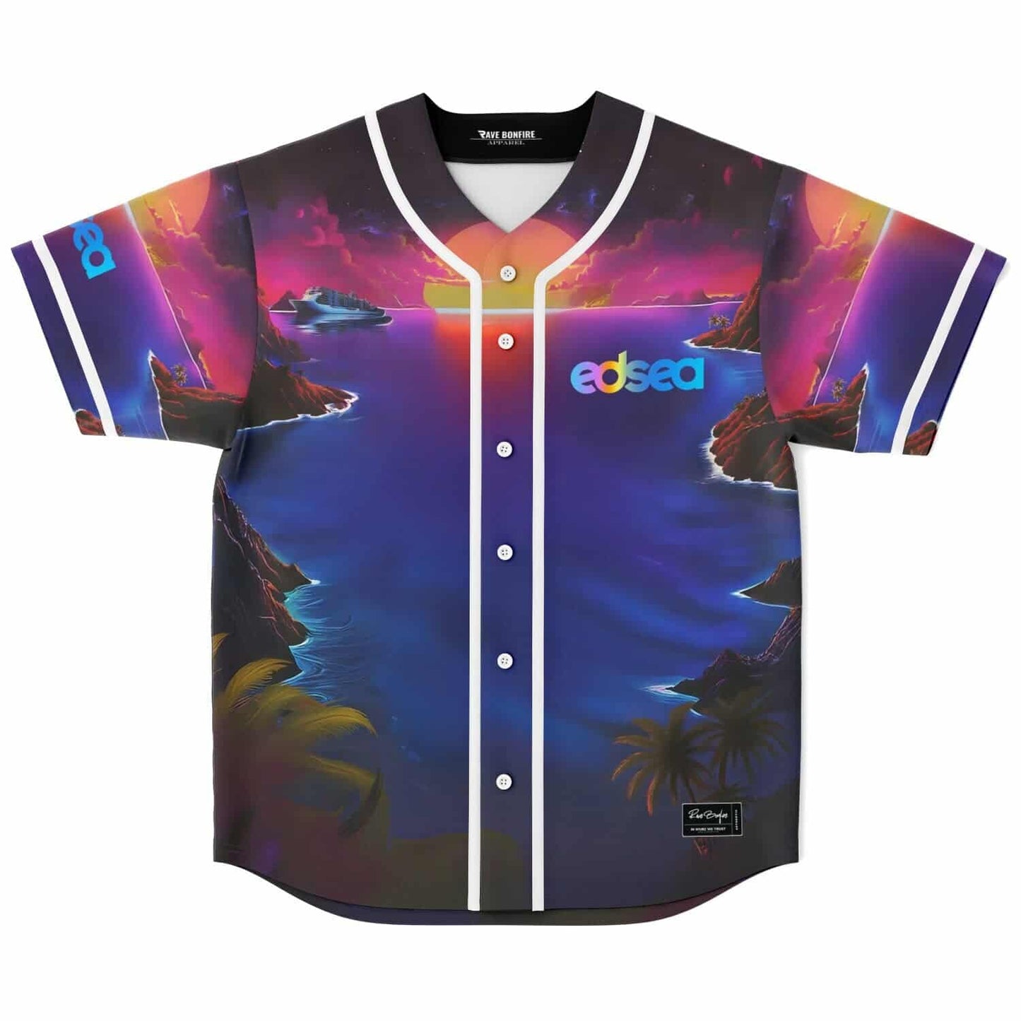 EDSea Purple Tropical Island Rave Baseball Jersey