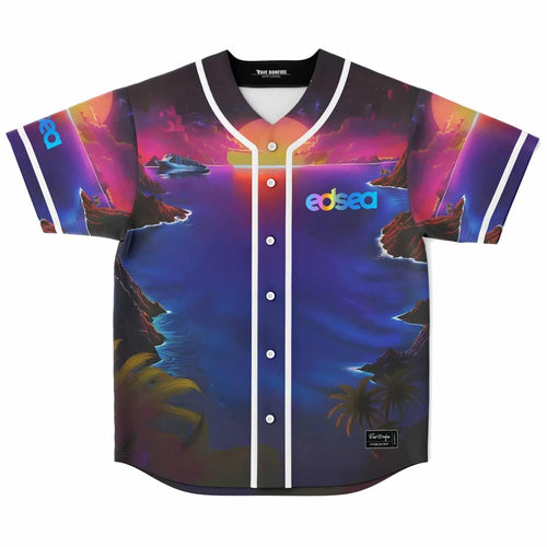 EDSea Purple Tropical Island Rave Baseball Jersey