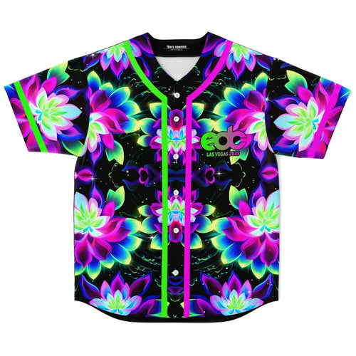 EDC Las Vegas 2025 Black Kaleidoscopic Glowing Rave Baseball Jersey