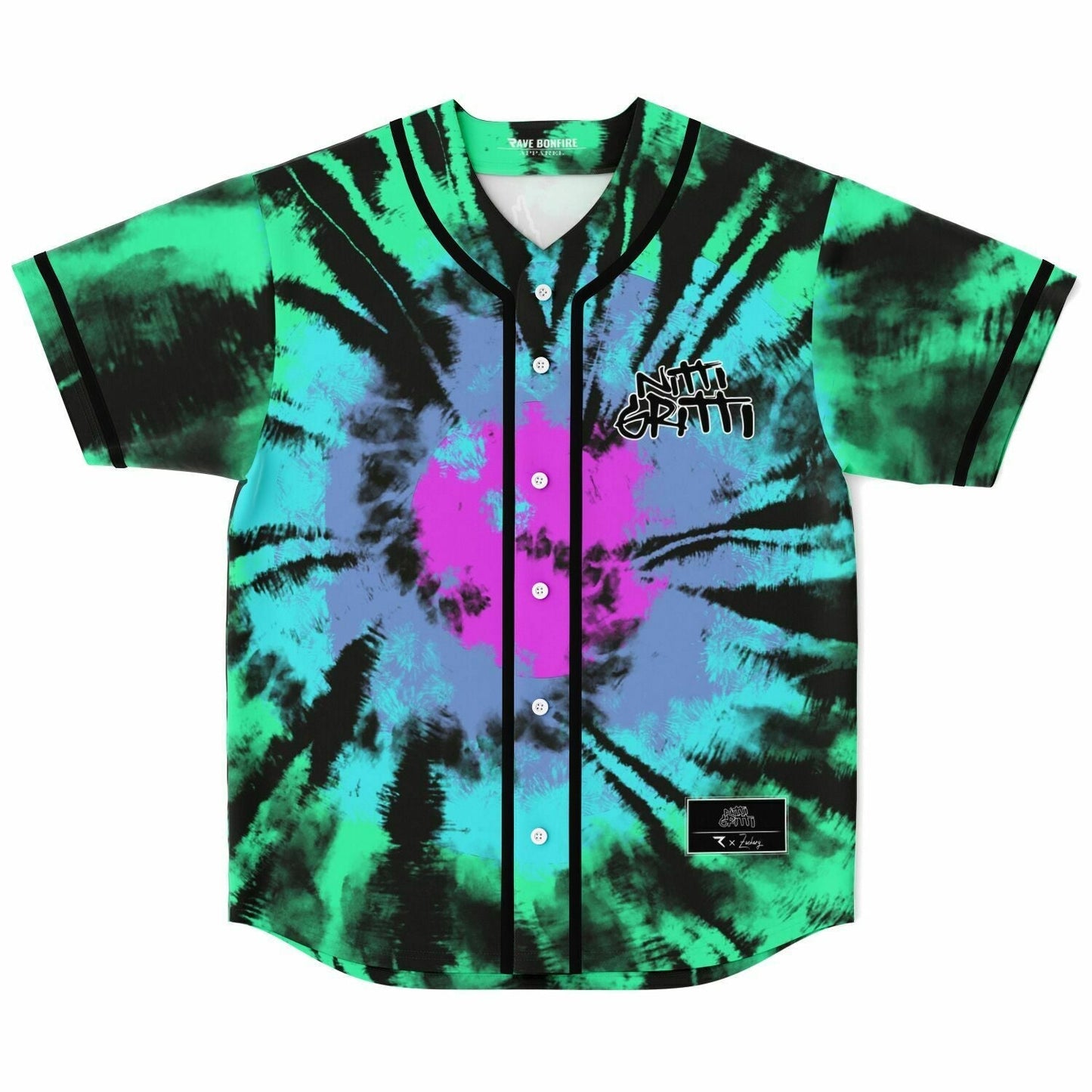 Nitti Gritti Green Spiral Tie Rave Baseball Jersey