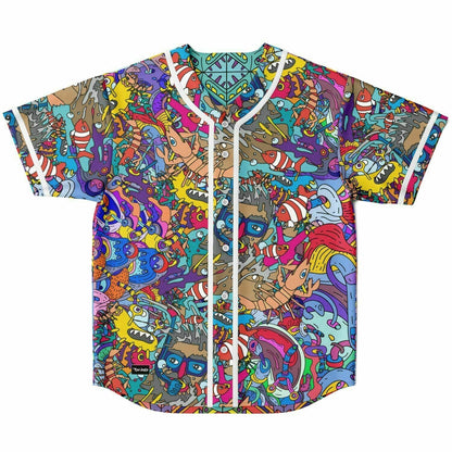 Teal Kaleidoscope Doodle Reversible Baseball Jersey