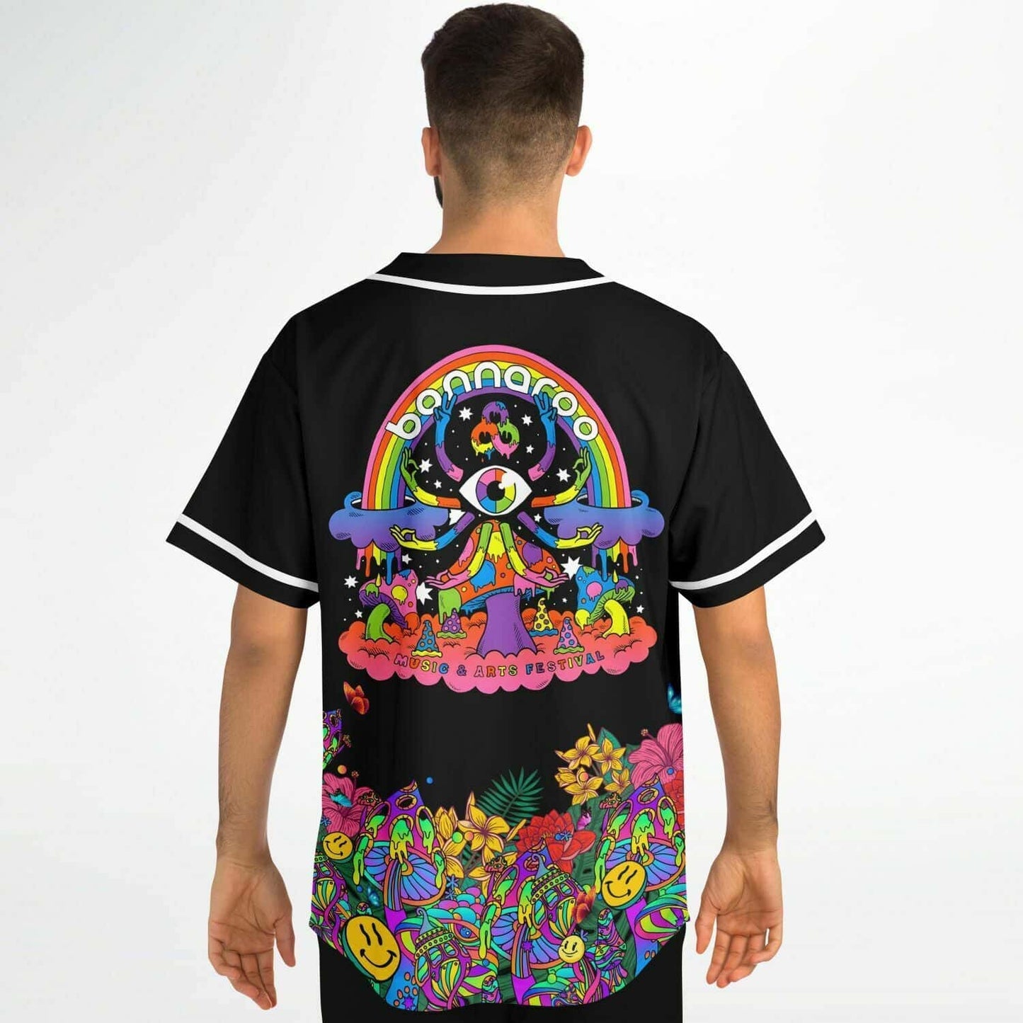 Bonnaroo Black Psychedelic Garden Rave Baseball Jersey