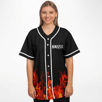 Kayzo Black Rising Flames Rave Baseball Jersey