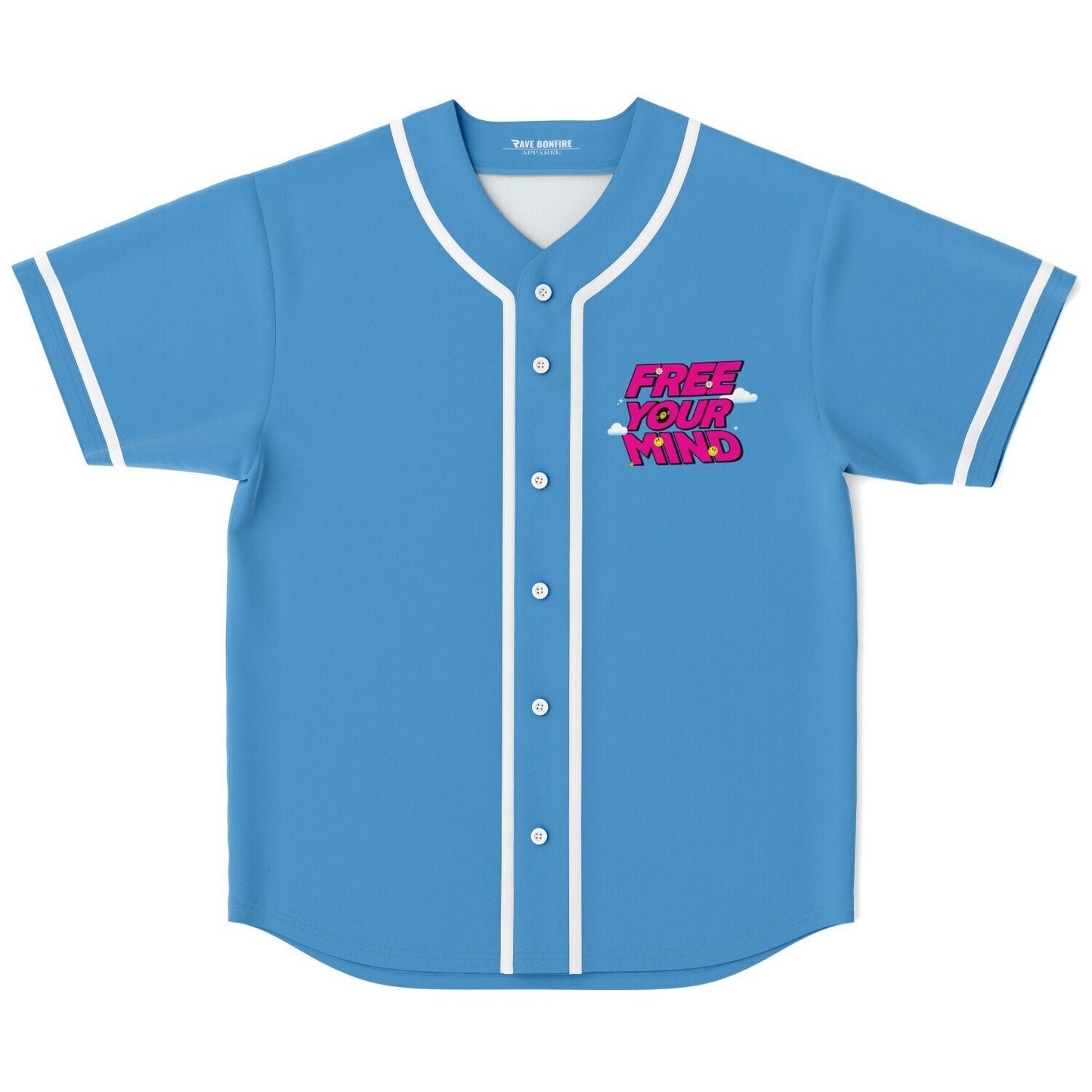 Sky Blue Bubbly Slogan Rave Baseball Jersey