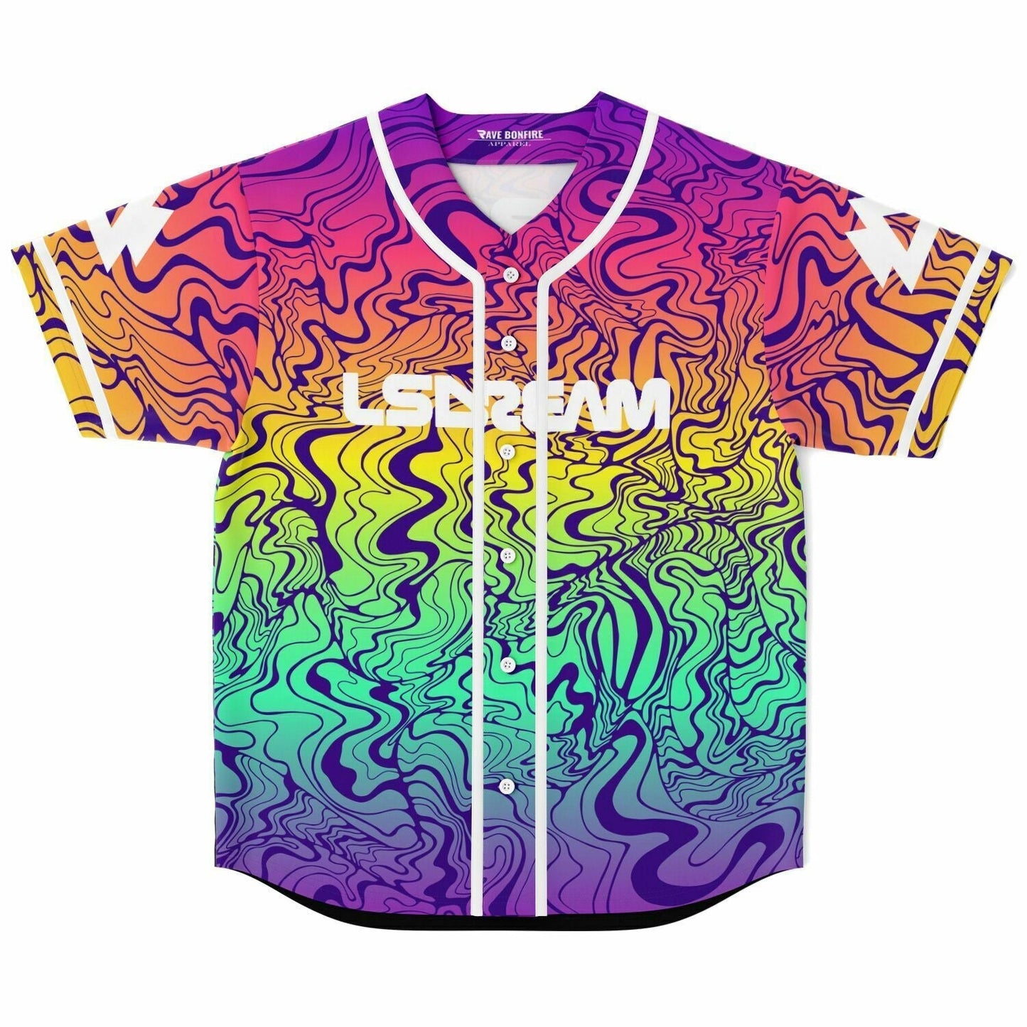 LSDREAM Full Rainbow Psychedelic Marbled Rave Baseball Jersey