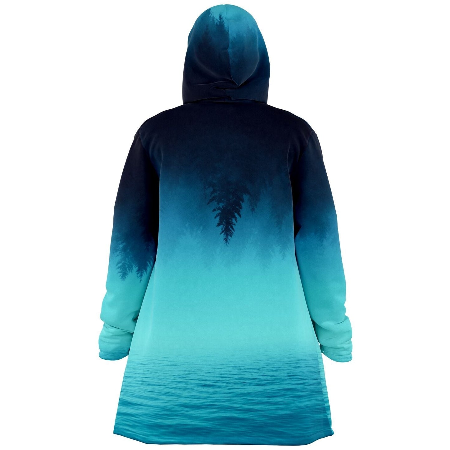 Navy Turquoise Misty Silhouetted Rave Cloak