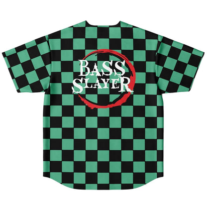 Bass Slayer Green Checkerboard Anime Reversible Baseball Jersey