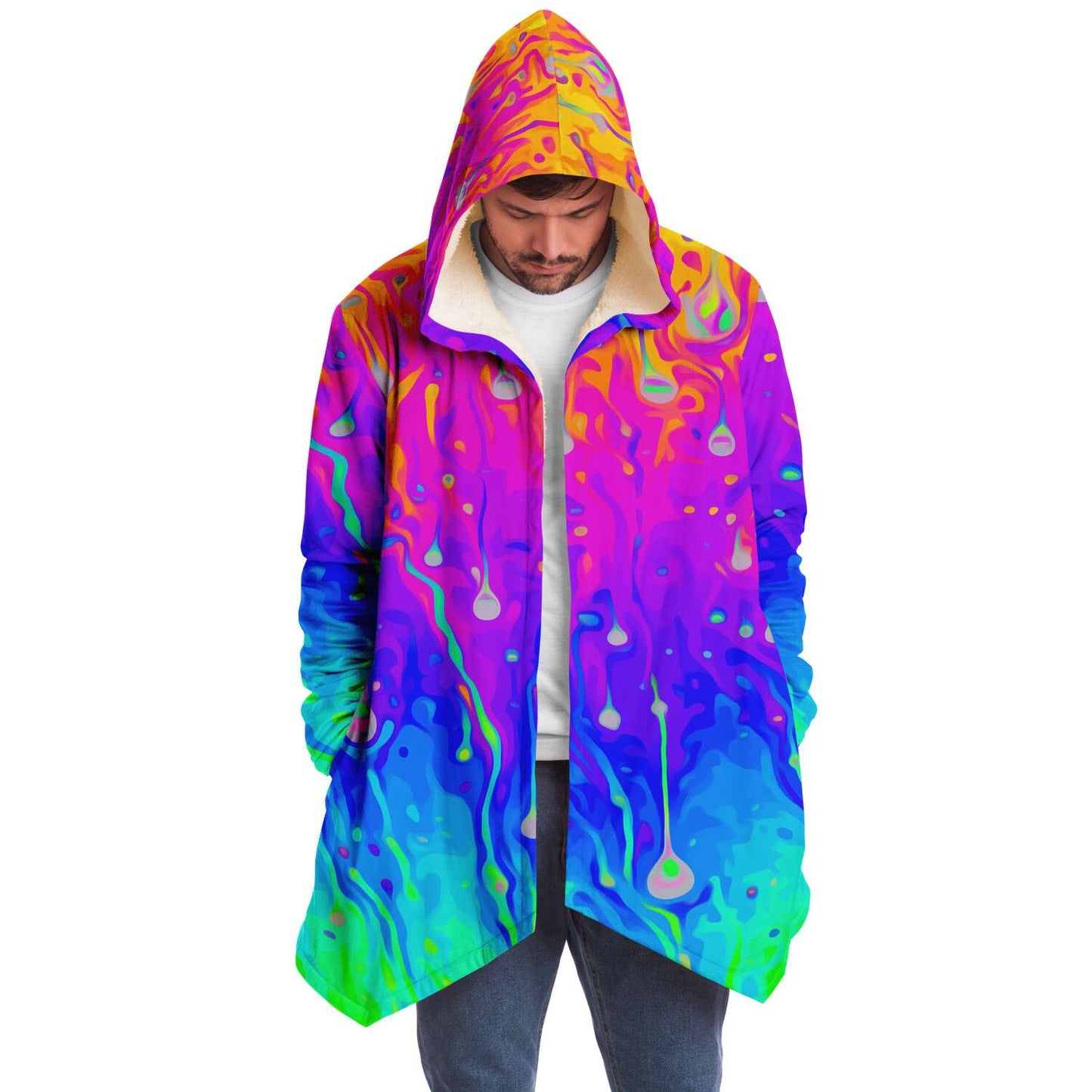 Rainbow acid trip hooded cloak