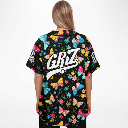 GRiZ Black Colorful Butterflies Rave Baseball Jersey