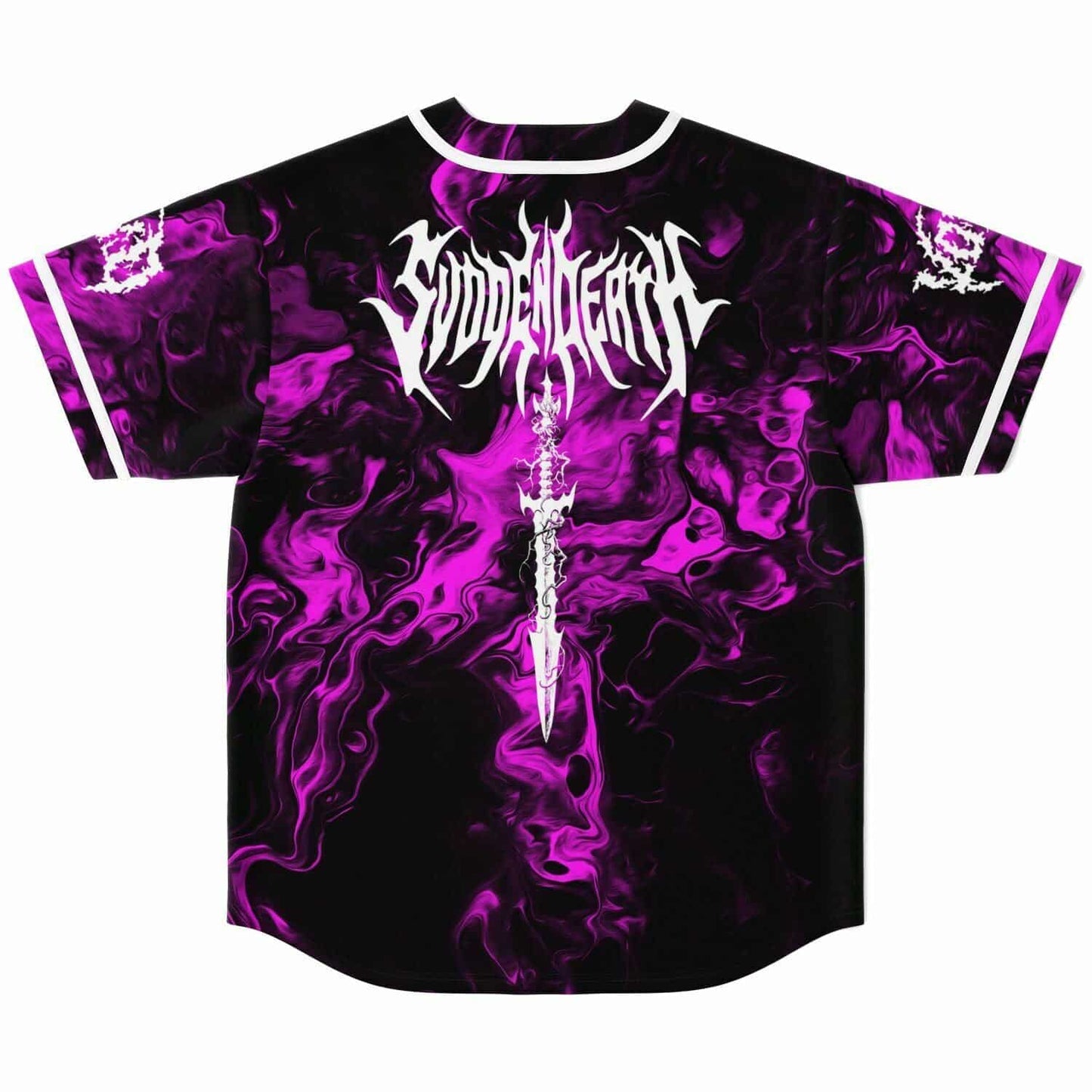 SVDDEN DEATH Black Swirling Purple Rave Baseball Jersey