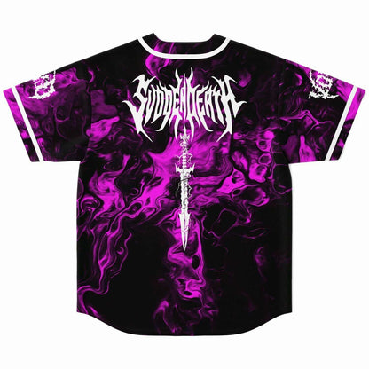 SVDDEN DEATH Black Swirling Purple Rave Baseball Jersey
