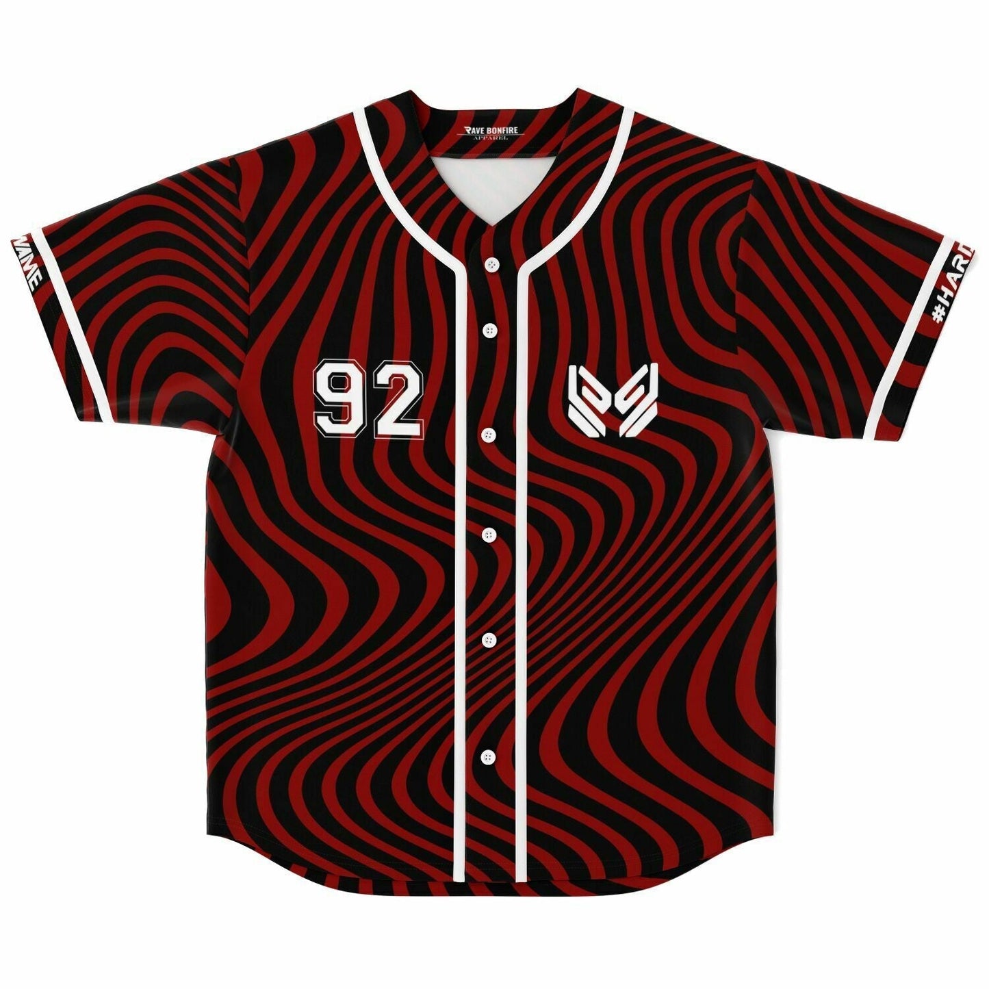 SAYMYNAME Deep Red Wavy Warped Rave Baseball Jersey