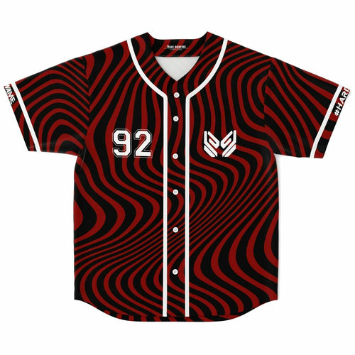 SAYMYNAME Deep Red Wavy Warped Rave Baseball Jersey