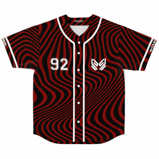 SAYMYNAME Deep Red Wavy Warped Rave Baseball Jersey
