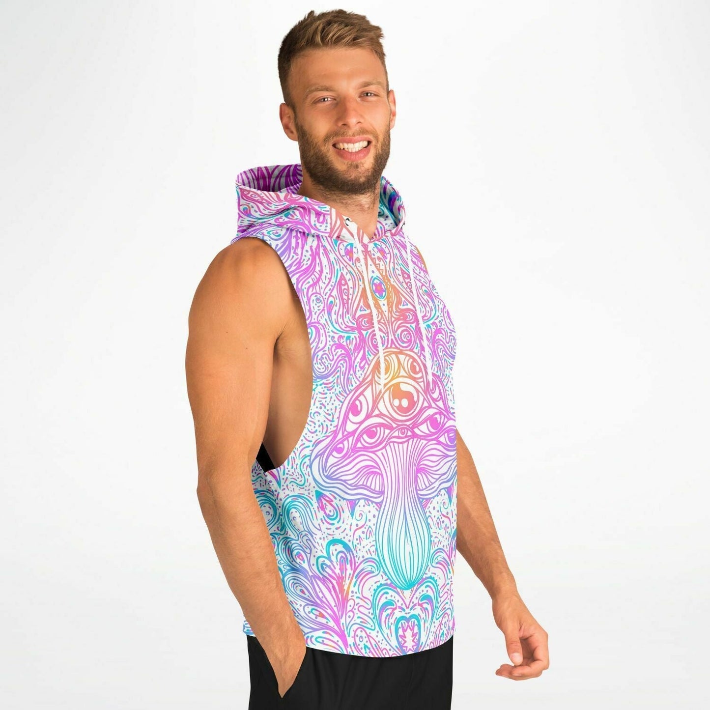 Active Mushroom Fashion Drop Armhole Hoodie