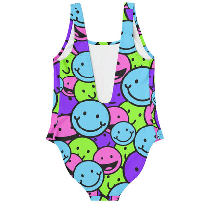 Bright Neon Repeating Smiley Rave Swimsuit