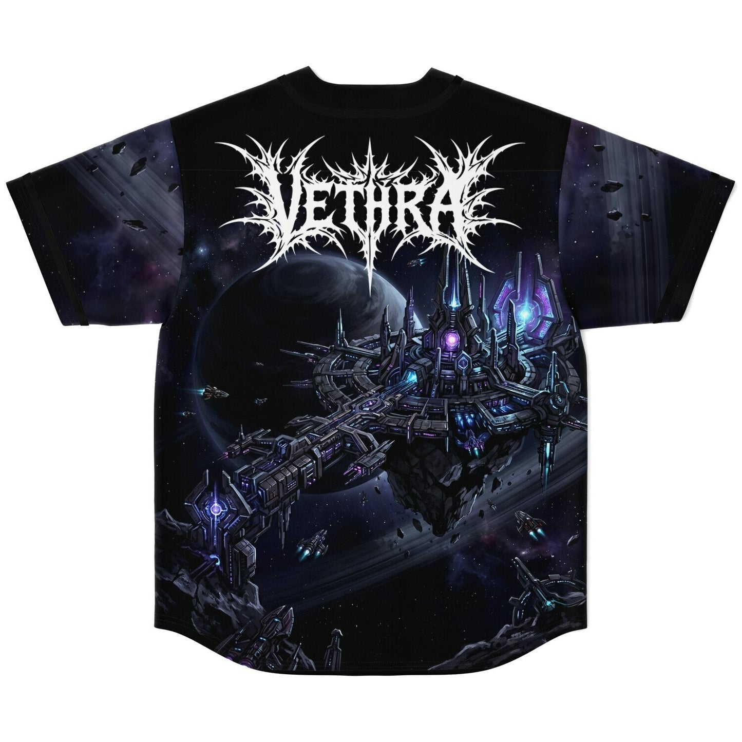 VETHRA Black Deep Sci Fi Rave Baseball Jersey