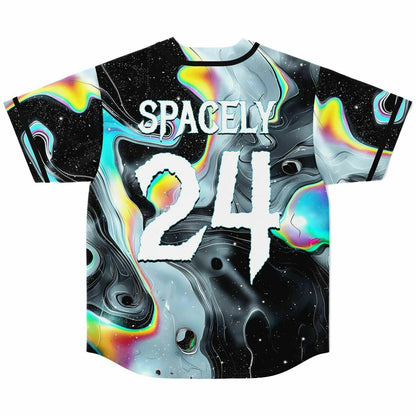 Black Psychedelic Marbled Rave Baseball Jersey