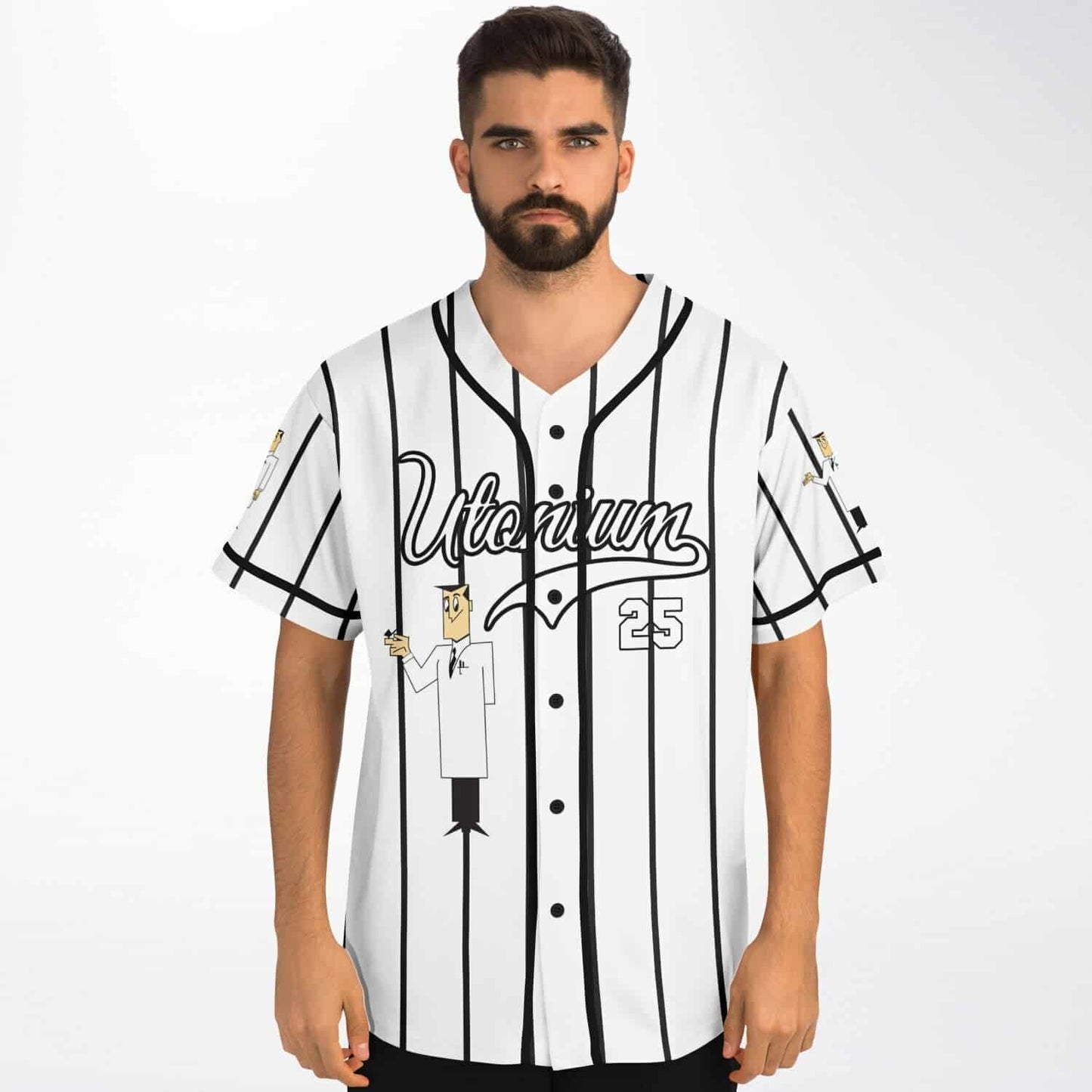 White Cartoon Scientist Rave Baseball Jersey