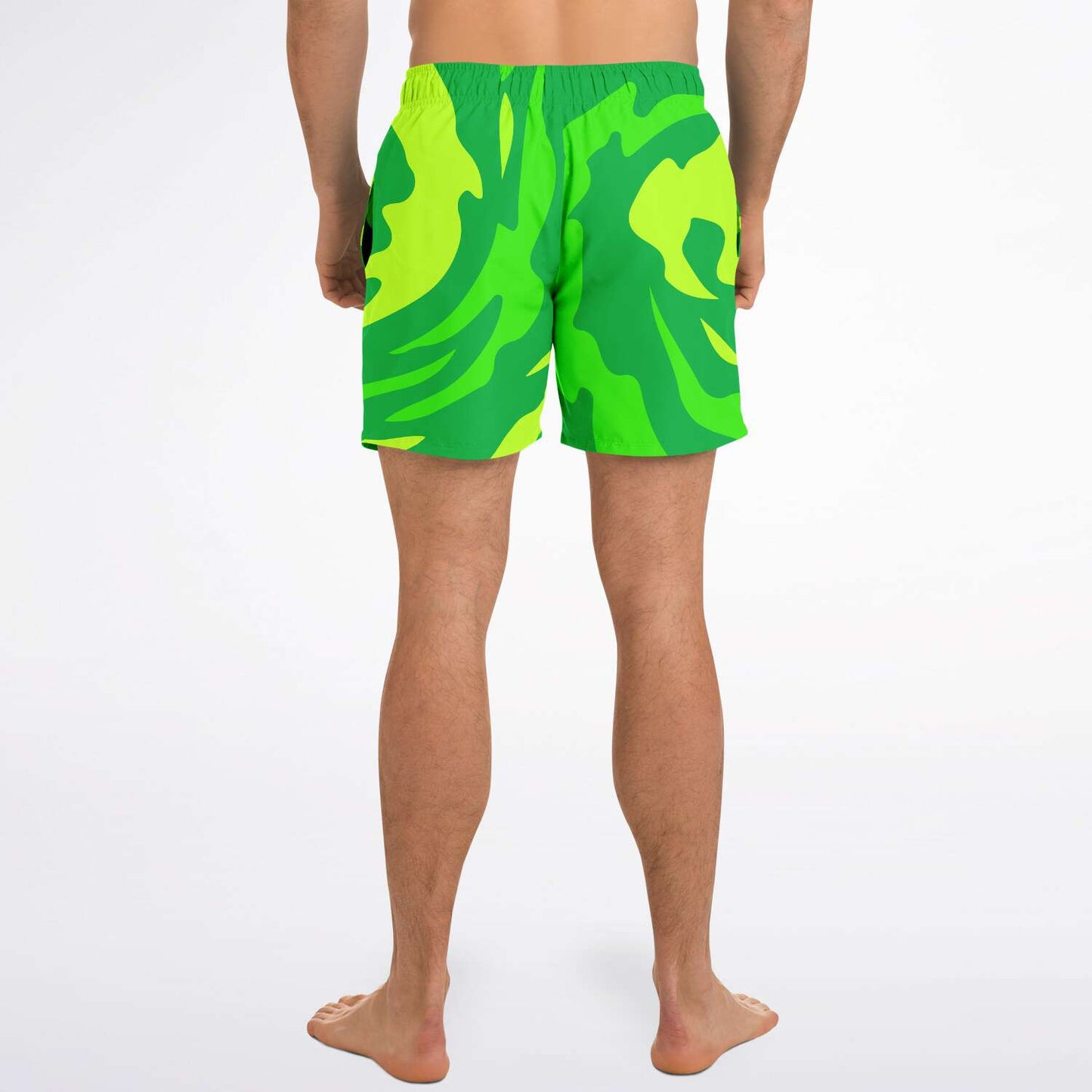 Green Abstract Camo Rave Swim Trunks