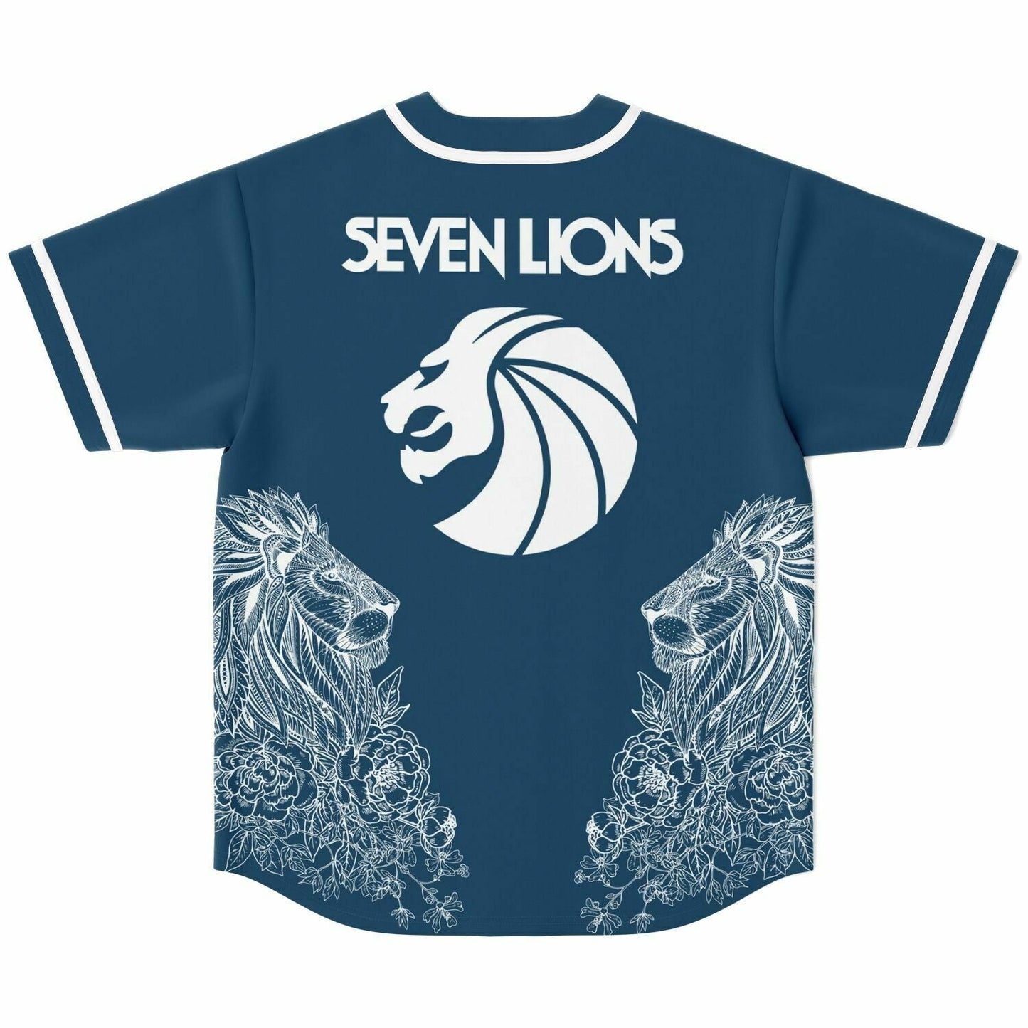 Seven Lions Navy Blue Detailed White Rave Baseball Jersey