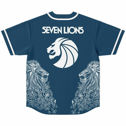 Seven Lions Navy Blue Detailed White Rave Baseball Jersey