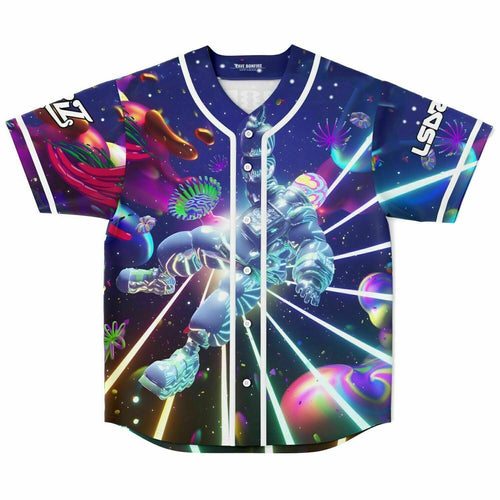 LSDREAM Deep Blue Chrome Astronaut Rave Baseball Jersey