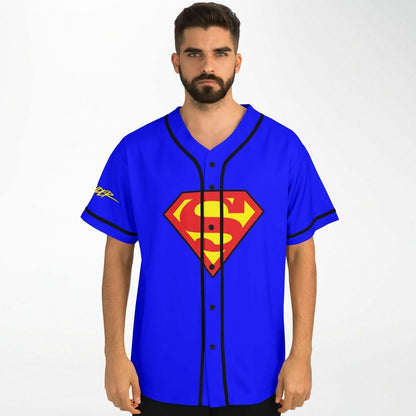 Slander Royal Blue Superman ‘S’ Rave Baseball Jersey