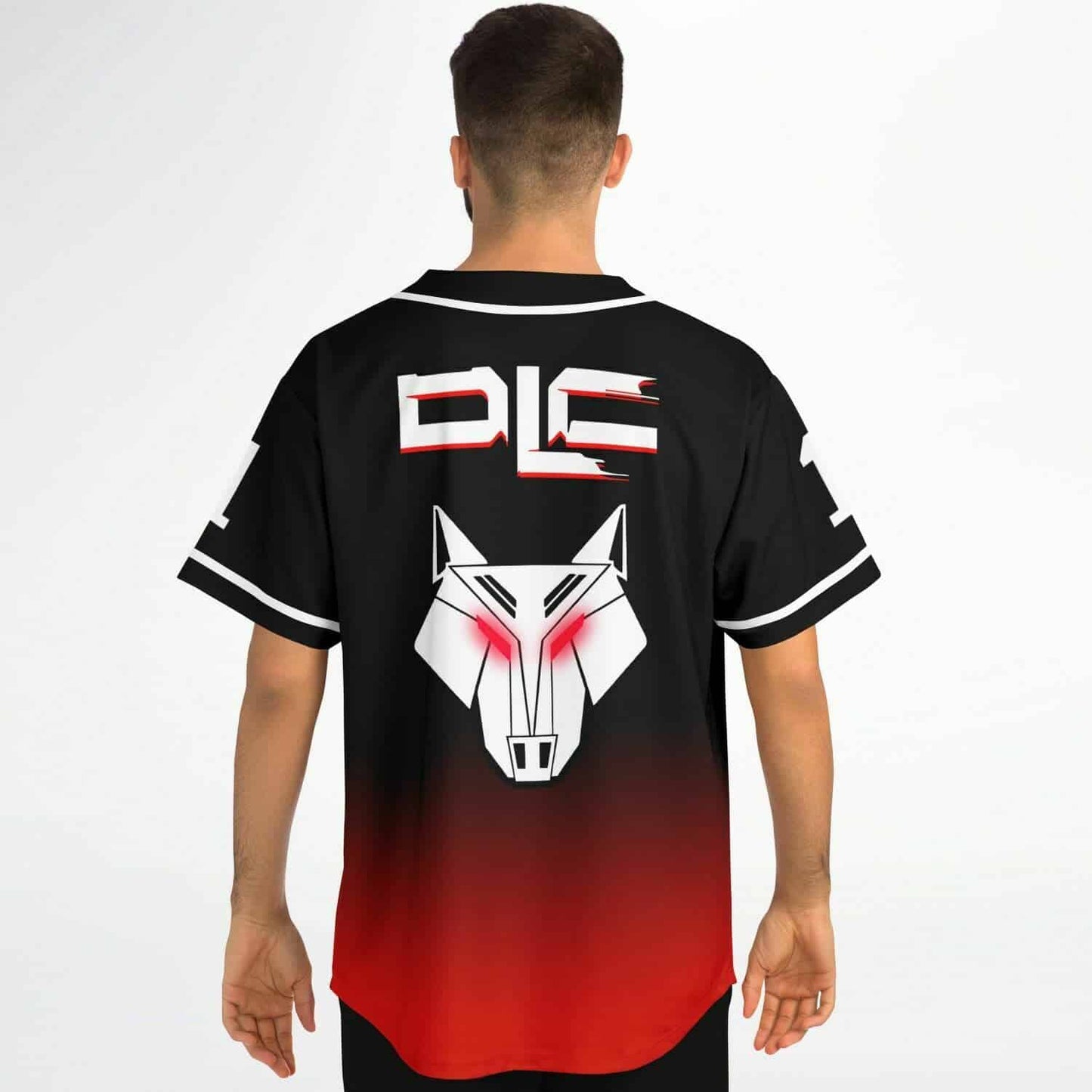 DLC Black Red Geometric Origami Rave Baseball Jersey