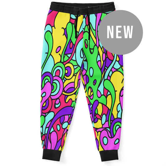 Black Cuffs Abstract Groovy Rave Joggers