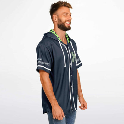 Excision Navy Blue Green Rave Hooded Baseball Jersey